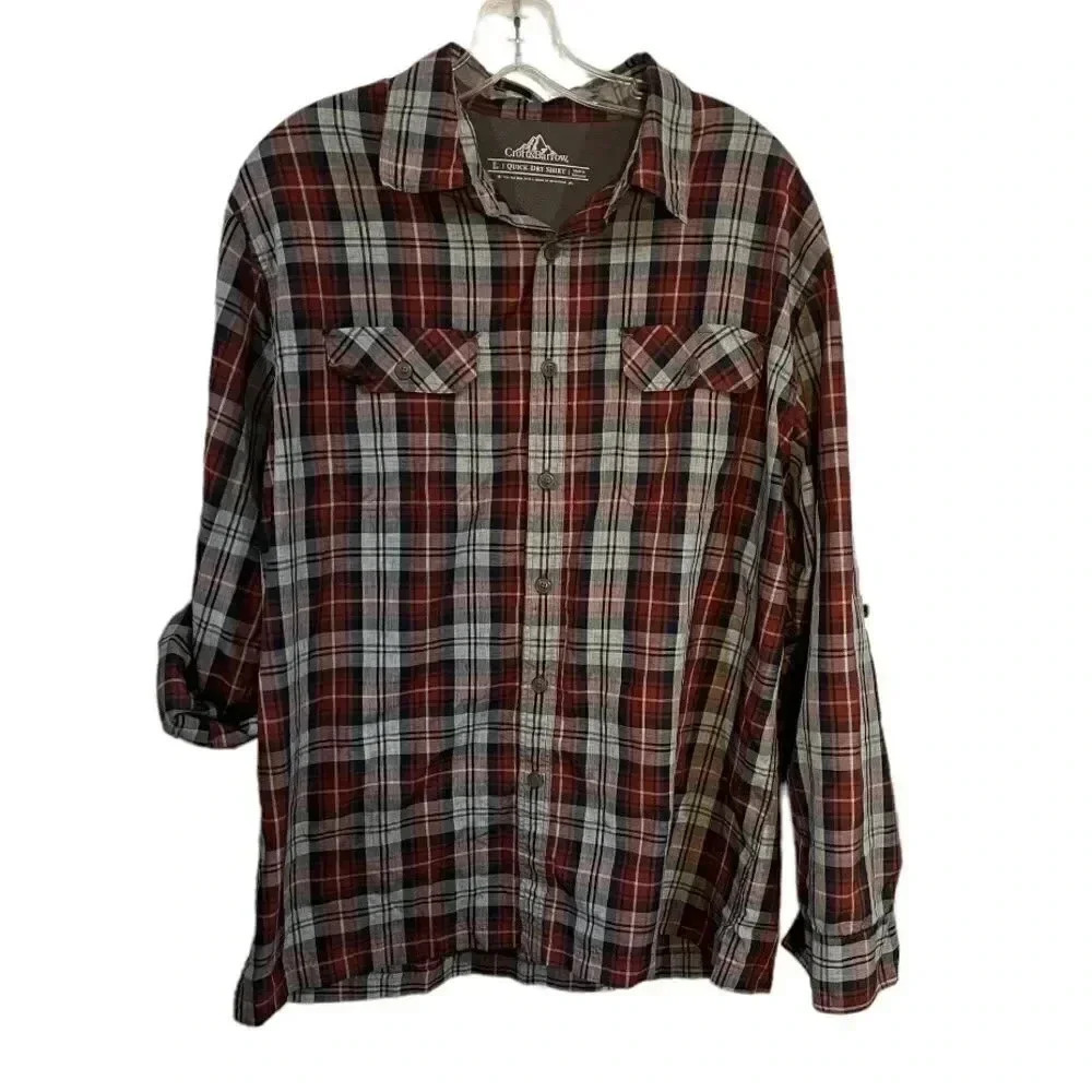 Croft and Barrows size L quick dry plaid button down EUC